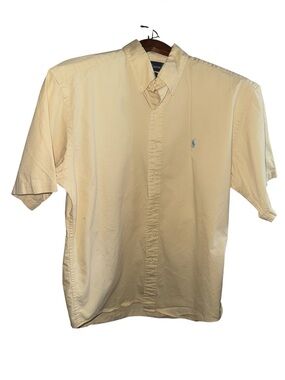 Polo by Ralph Lauren Short-Sleeve ButtonDown Casual Shirt in Cream Fits Like XL